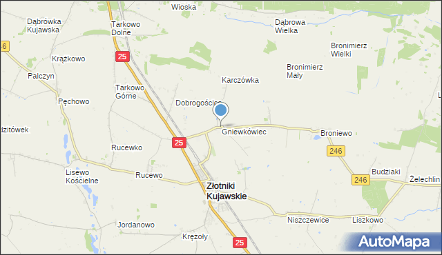 mapa Gniewkówiec, Gniewkówiec na mapie Targeo